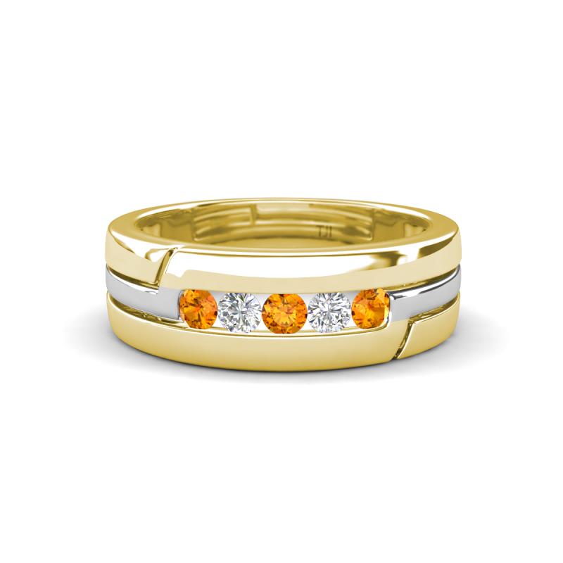 Brandon 0.24 ctw Citrine and Lab Grown Diamond High Polished Men Wedding Band (7 mm) 