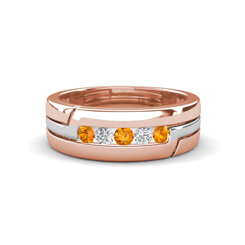 Brandon 0.24 ctw Citrine and Lab Grown Diamond High Polished Men Wedding Band (7 mm) 