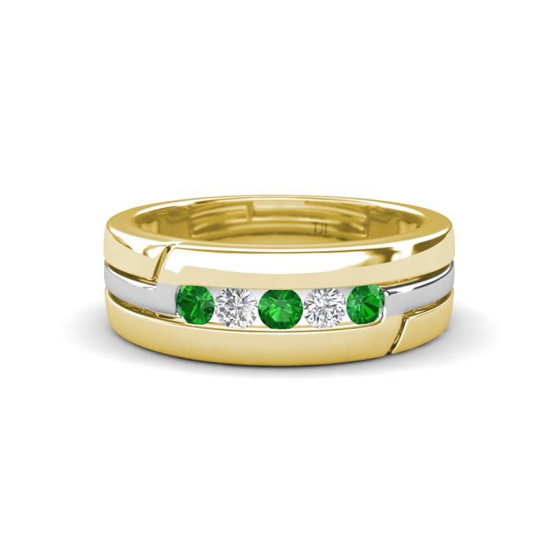 Brandon 0.32 ctw Green Garnet and Lab Grown Diamond High Polished Men Wedding Band (7 mm) 