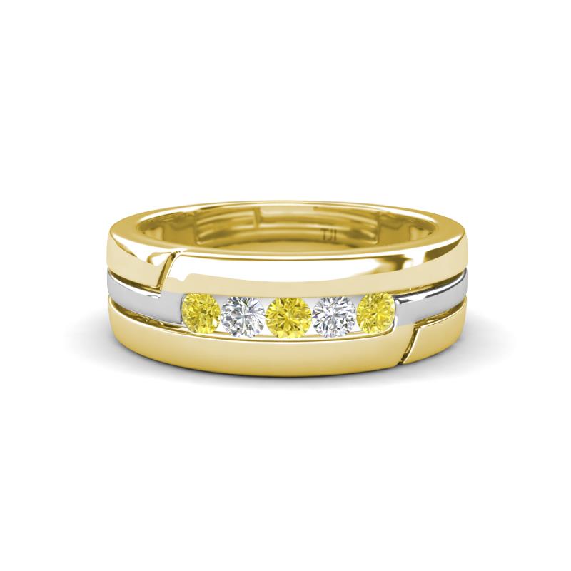 Brandon 0.30 ctw Yellow Diamond and Lab Grown Diamond High Polished Men Wedding Band (7 mm) 