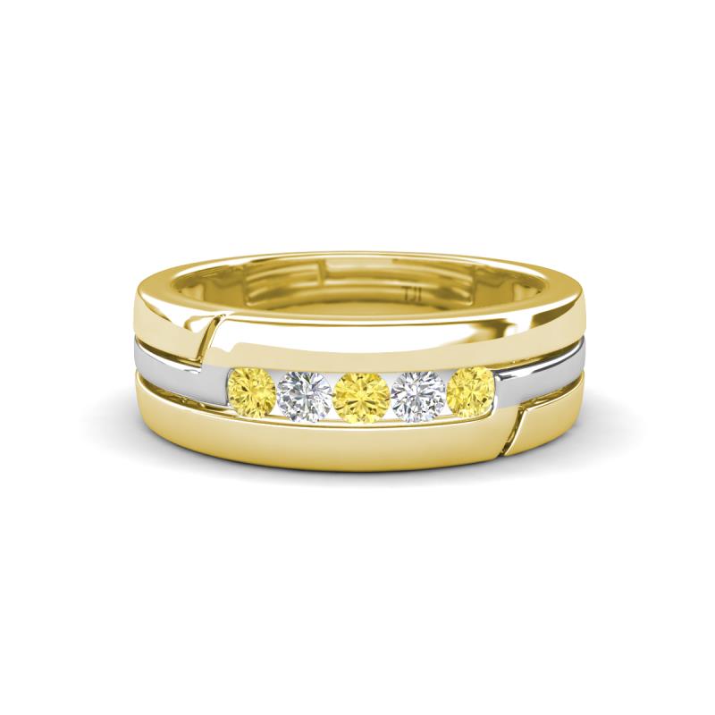 Brandon 0.33 ctw Yellow Sapphire and Lab Grown Diamond High Polished Men Wedding Band (7 mm) 