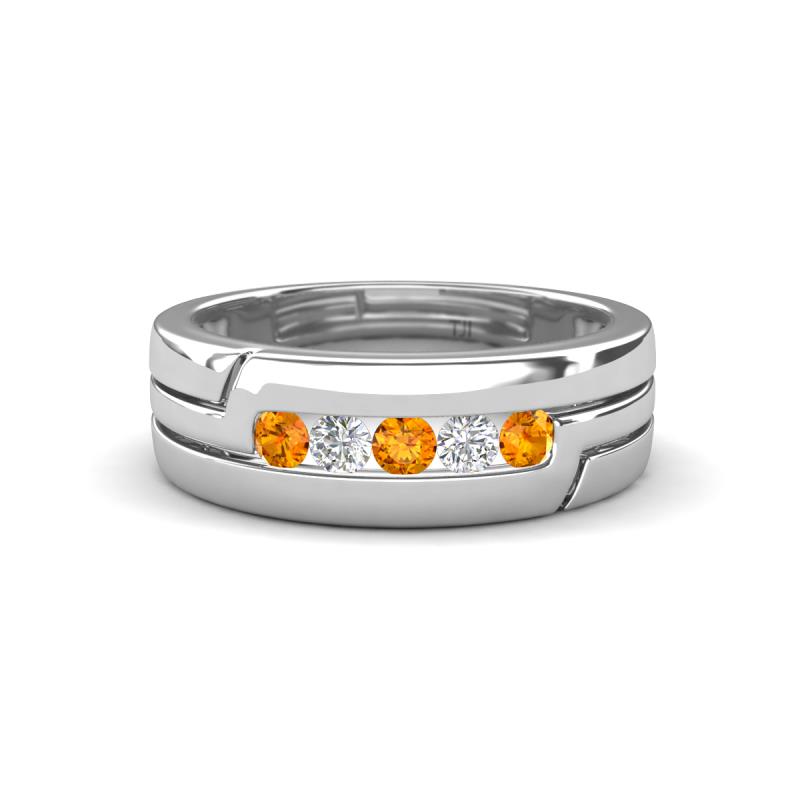 Brandon 0.24 ctw Citrine and Lab Grown Diamond High Polished Men Wedding Band (7 mm) 