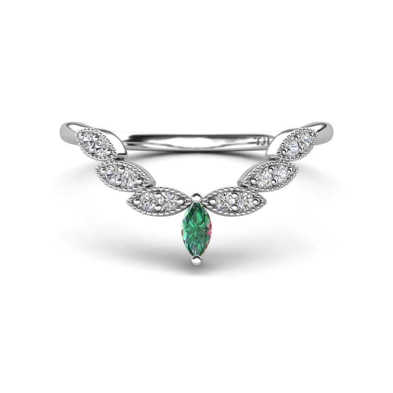 Zadie Marquise Shape Created Alexandrite Accented Lab Grown Diamonds Curved Wedding Band 