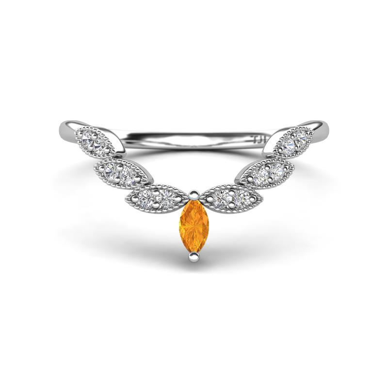 Zadie Marquise Shape Citrine Accented Lab Grown Diamonds Curved Wedding Band 