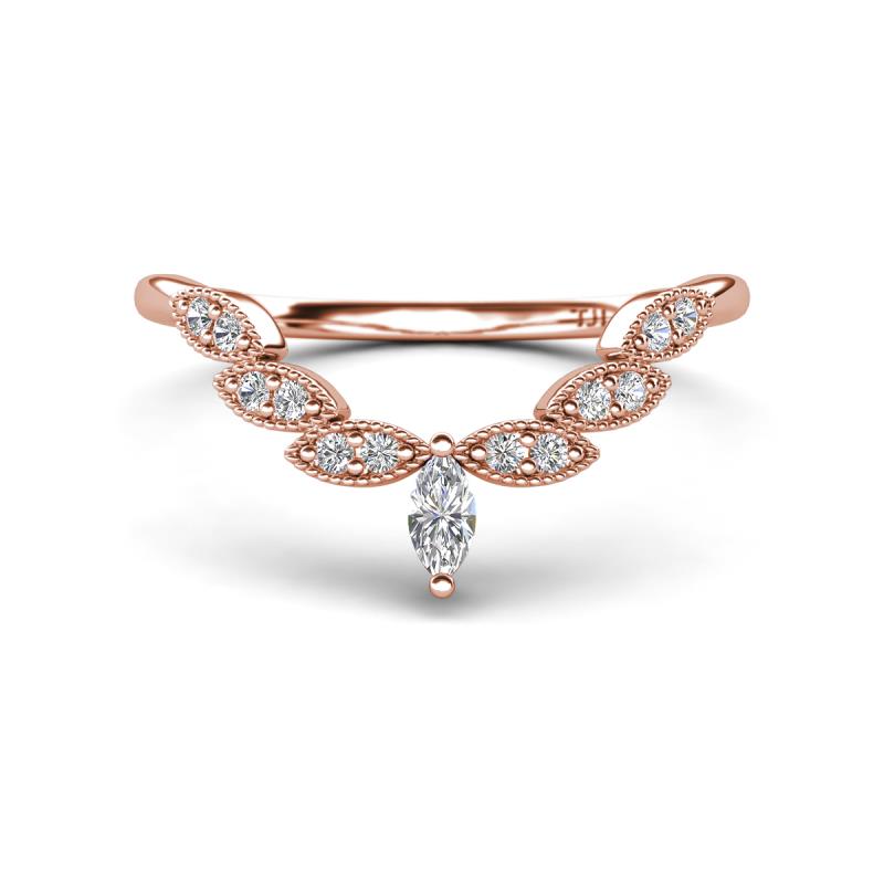 Zadie Marquise Shape Moissanite Accented Lab Grown Diamonds Curved Wedding Band 