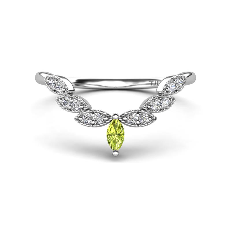 Zadie Marquise Shape Peridot Accented Lab Grown Diamonds Curved Wedding Band 
