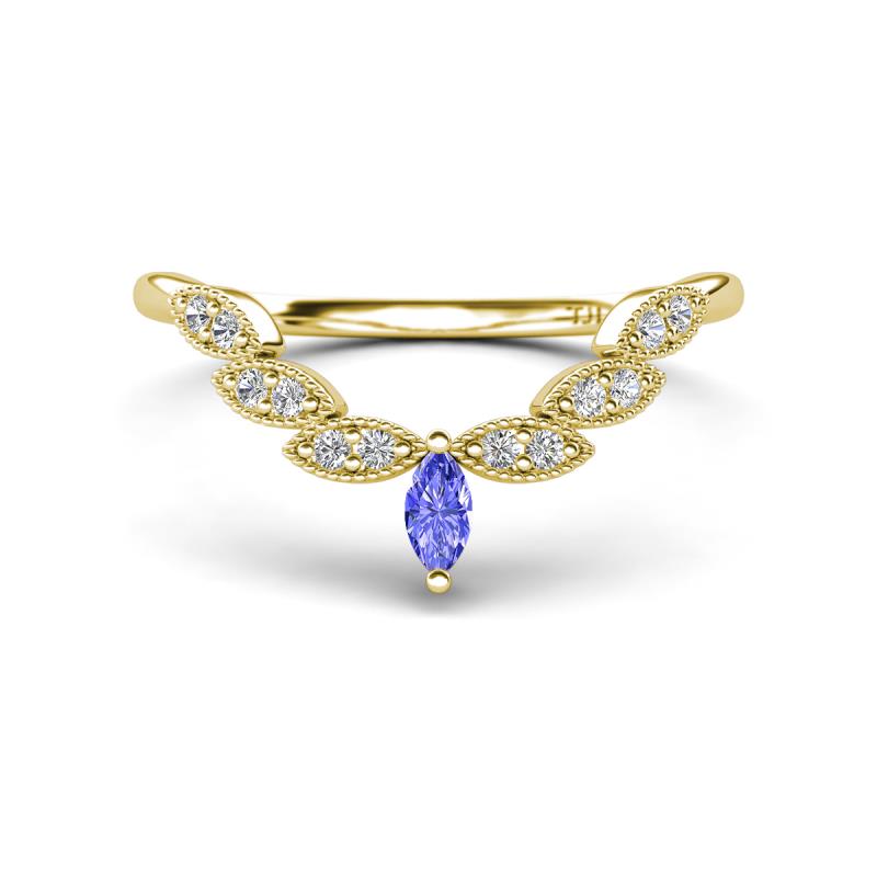 Zadie Marquise Shape Tanzanite Accented Lab Grown Diamonds Curved Wedding Band 