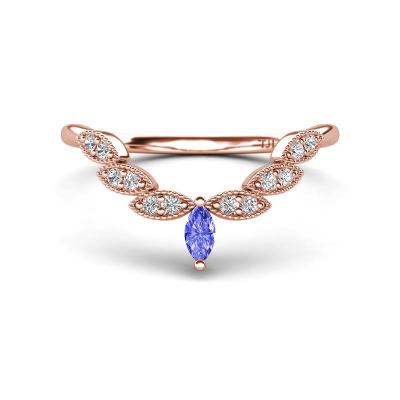 Zadie Marquise Shape Tanzanite Accented Lab Grown Diamonds Curved Wedding Band 