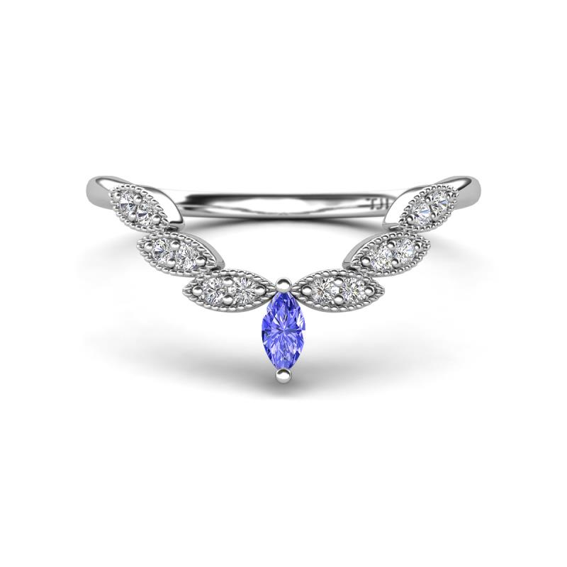 Zadie Marquise Shape Tanzanite Accented Lab Grown Diamonds Curved Wedding Band 