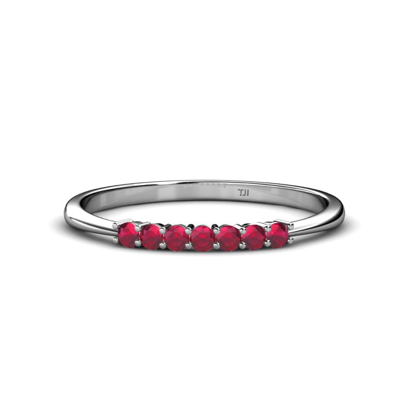 Reina 2.00 mm Ruby 7 Stone Wedding Band 