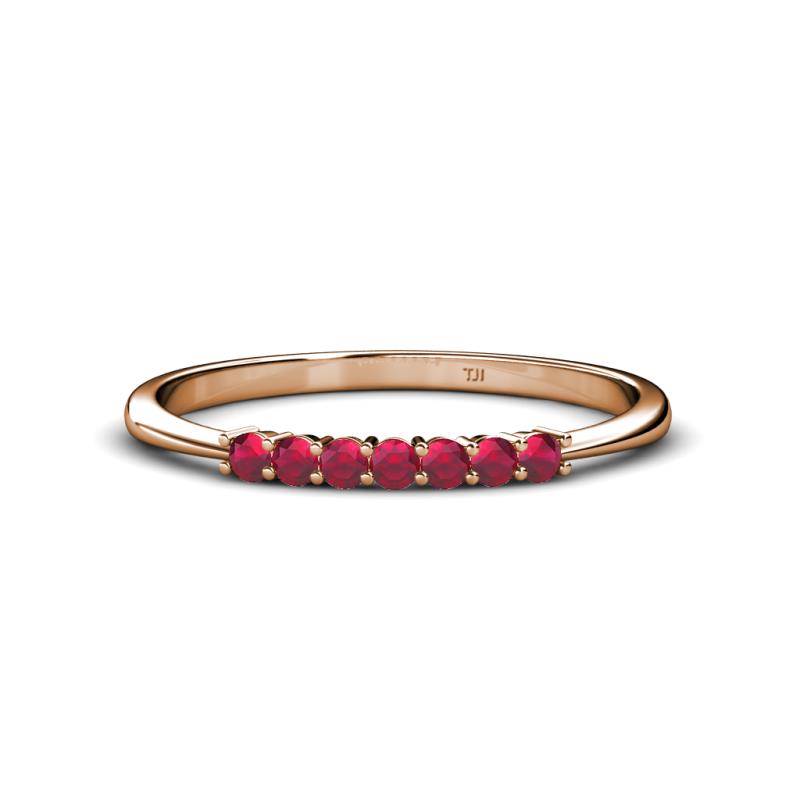 Reina 2.00 mm Ruby 7 Stone Wedding Band 