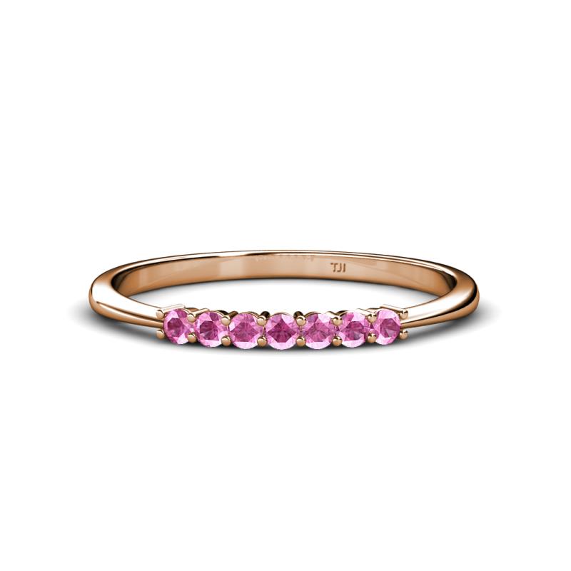 Reina 2.00 mm Pink Sapphire 7 Stone Wedding Band 