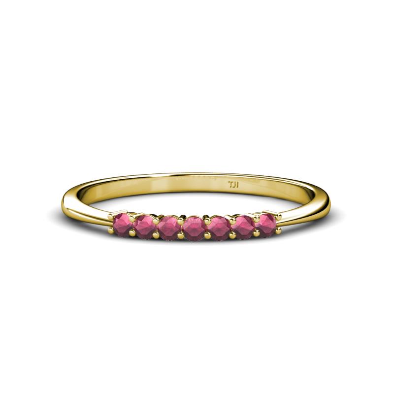 Reina 2.00 mm Rhodolite Garnet 7 Stone Wedding Band 
