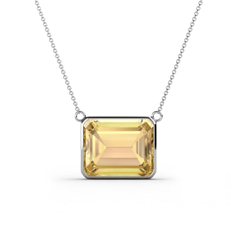Olivia 12x10 mm Emerald Cut Citrine East West Solitaire Pendant Necklace 