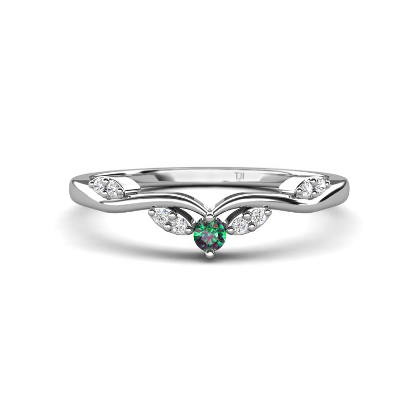 Brielle Created Alexandrite accented Lab Grown Diamonds Wedding Band 