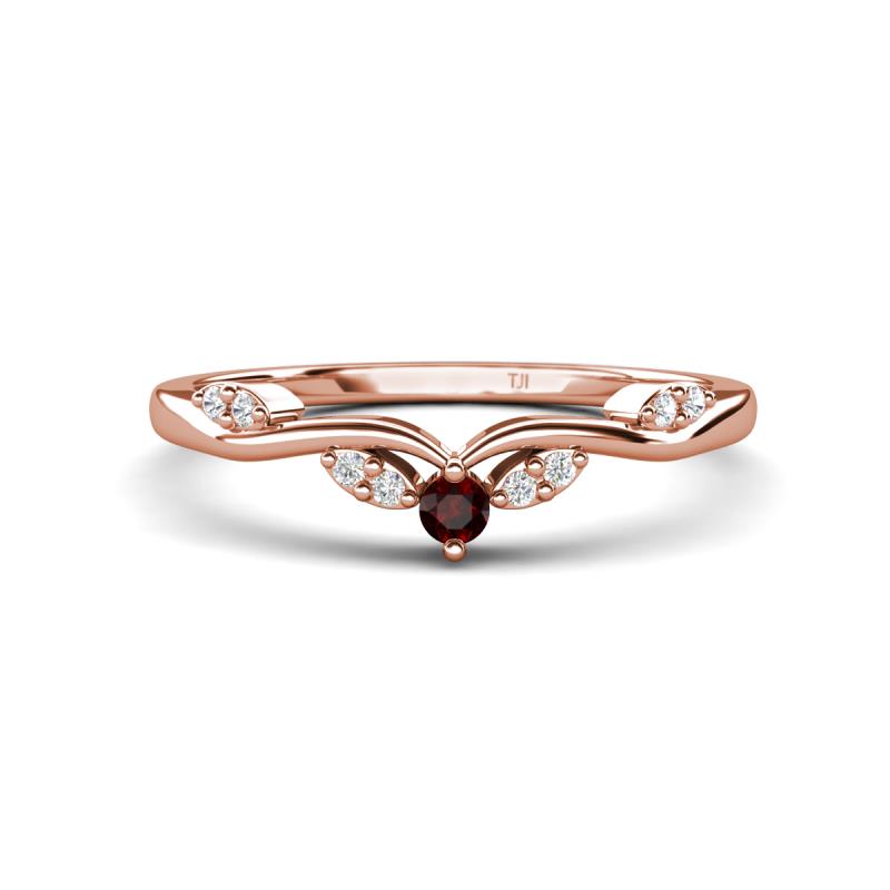 Brielle Red Garnet accented Lab Grown Diamonds Wedding Band 
