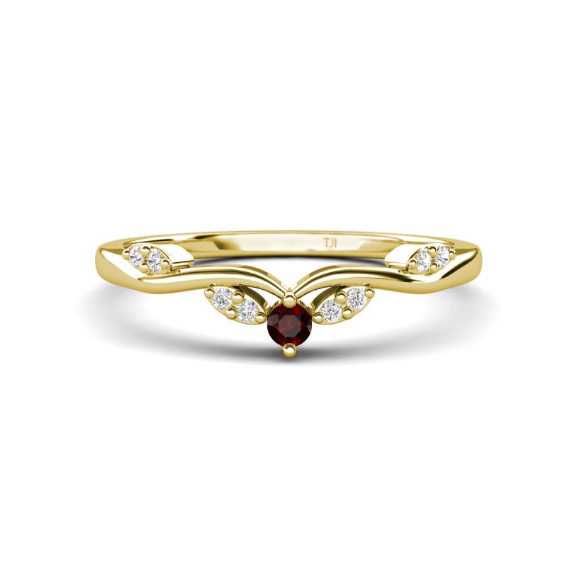 Brielle Red Garnet accented Lab Grown Diamonds Wedding Band 