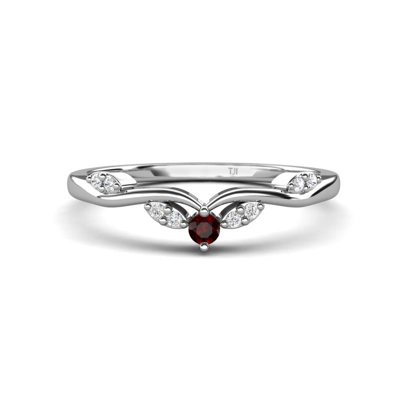 Brielle Red Garnet accented Lab Grown Diamonds Wedding Band 