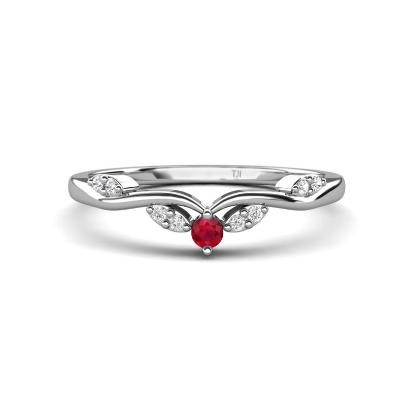 Brielle Ruby accented Lab Grown Diamonds Wedding Band 