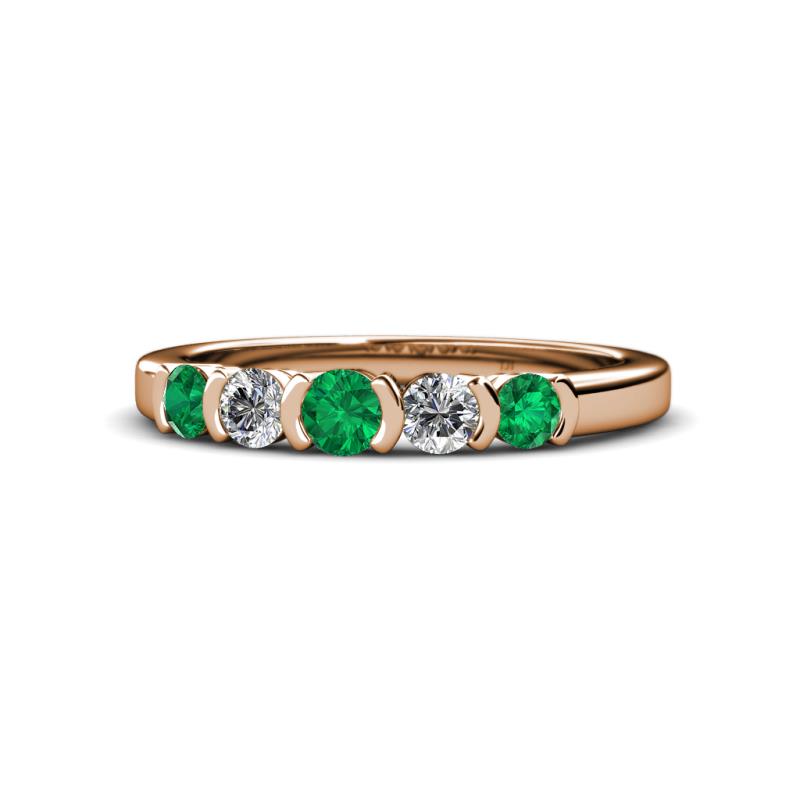 Roena 3.40 mm Emerald and Diamond Wedding Band 