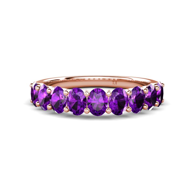 Nola 1.53 ctw Oval Shape (4x3 mm) Amethyst 9 Stone Wedding Band 