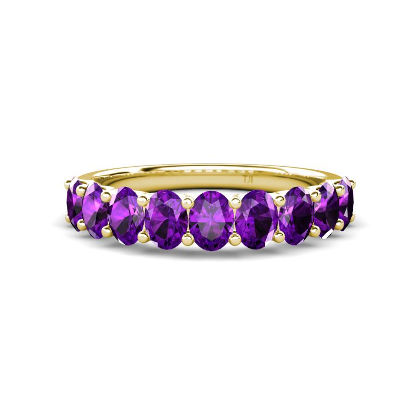 Nola 1.53 ctw Oval Shape (4x3 mm) Amethyst 9 Stone Wedding Band 