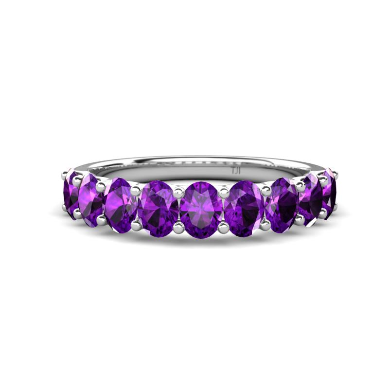 Nola 1.53 ctw Oval Shape (4x3 mm) Amethyst 9 Stone Wedding Band 