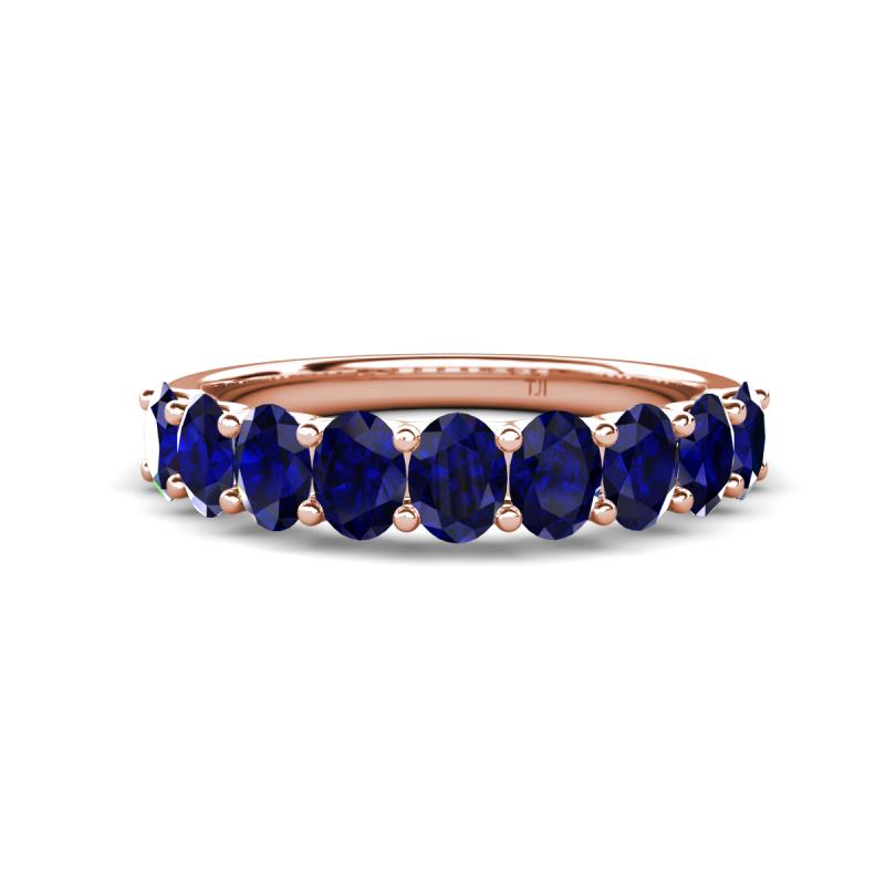 Nola 1.98 ctw Oval Shape (4x3 mm) Blue Sapphire 9 Stone Wedding Band 