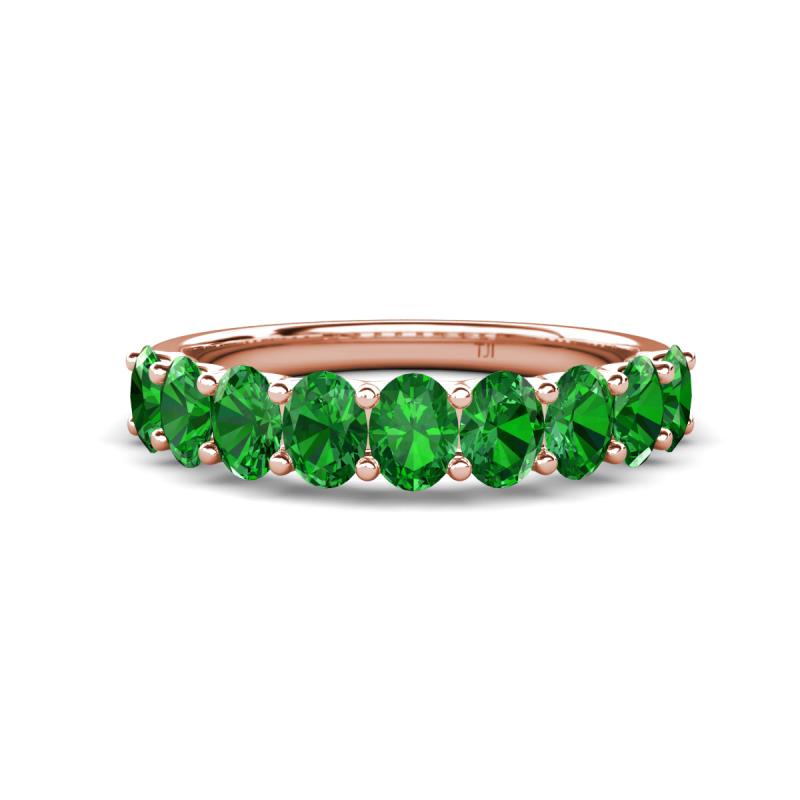 Nola 1.80 ctw Oval Shape (4x3 mm) Green Garnet 9 Stone Wedding Band 
