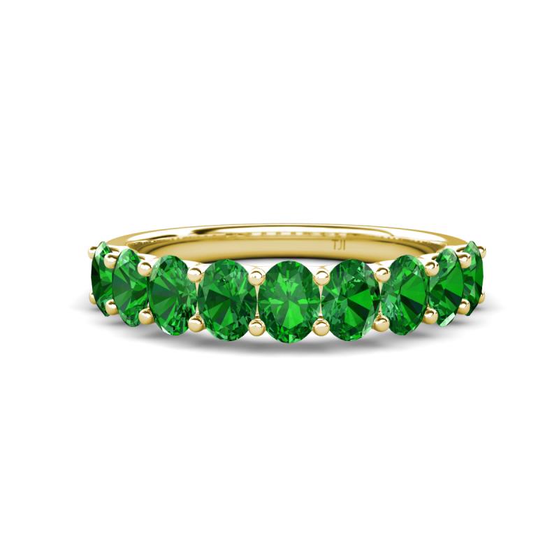 Nola 1.80 ctw Oval Shape (4x3 mm) Green Garnet 9 Stone Wedding Band 