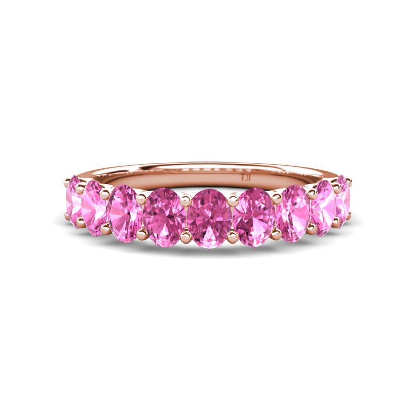 Nola 1.98 ctw Oval Shape (4x3 mm) Pink Sapphire 9 Stone Wedding Band 