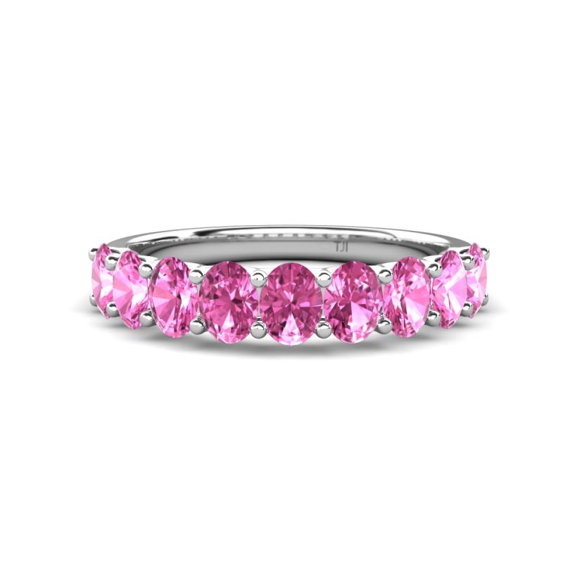 Nola 1.98 ctw Oval Shape (4x3 mm) Pink Sapphire 9 Stone Wedding Band 