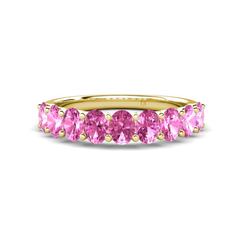 Nola 1.98 ctw Oval Shape (4x3 mm) Pink Sapphire 9 Stone Wedding Band 
