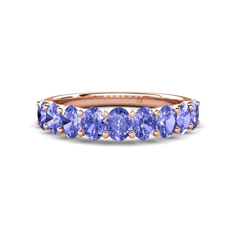 Nola 1.80 ctw Oval Shape (4x3 mm) Tanzanite 9 Stone Wedding Band 