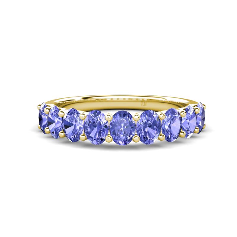 Nola 1.80 ctw Oval Shape (4x3 mm) Tanzanite 9 Stone Wedding Band 