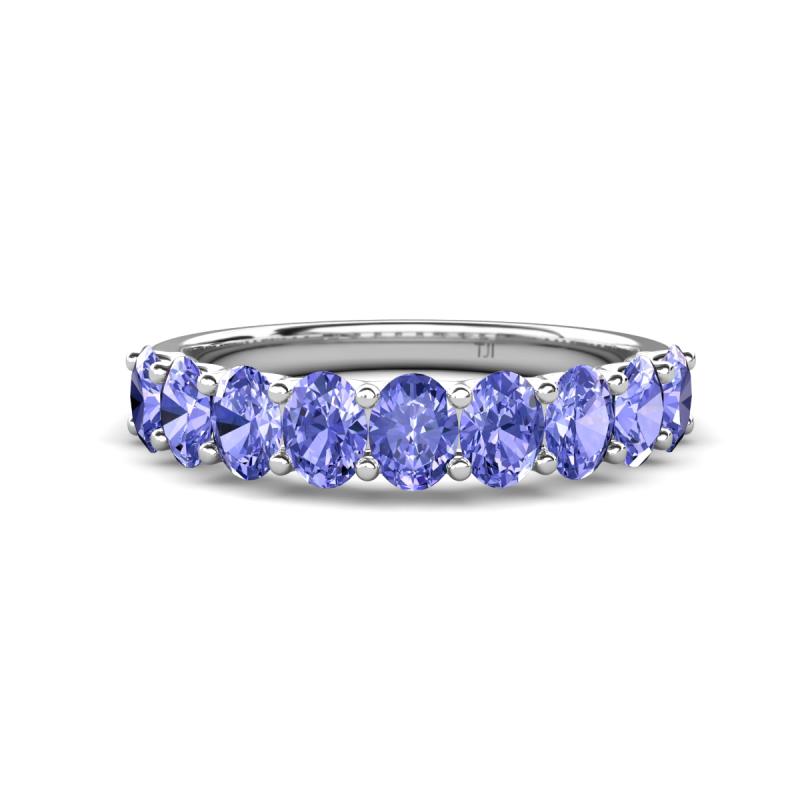 Nola 1.80 ctw Oval Shape (4x3 mm) Tanzanite 9 Stone Wedding Band 
