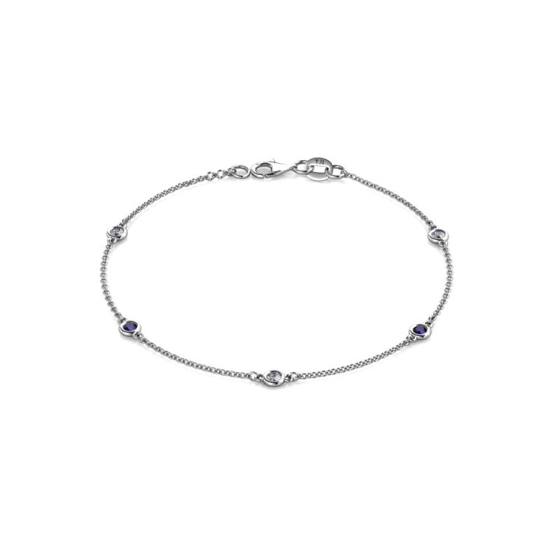 Aizza (5 Stn/2.7mm) Petite Blue Sapphire and Lab Grown Diamond Station Bracelet 