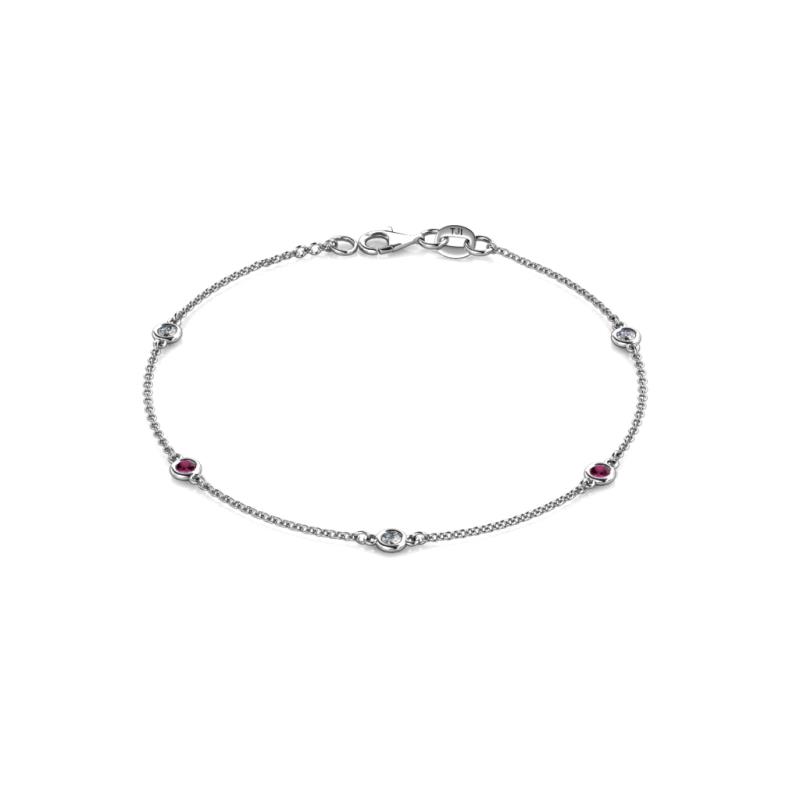 Aizza (5 Stn/2.7mm) Petite Ruby and Lab Grown Diamond Station Bracelet 