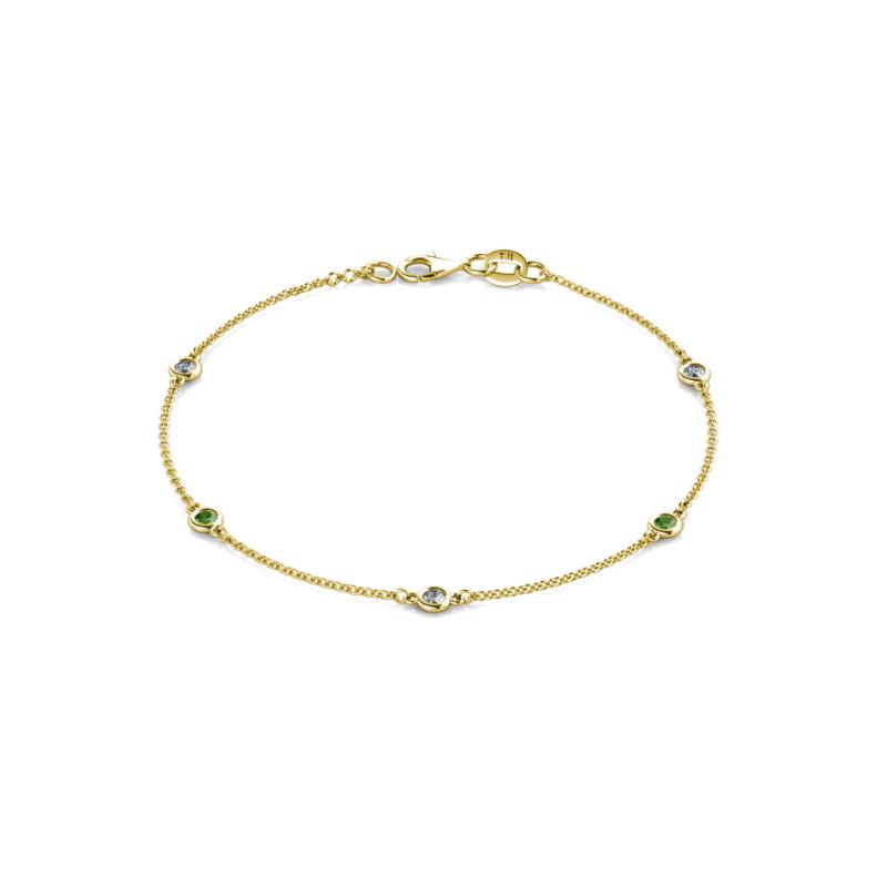 Aizza (5 Stn/2.7mm) Petite Green Garnet and Lab Grown Diamond Station Bracelet 