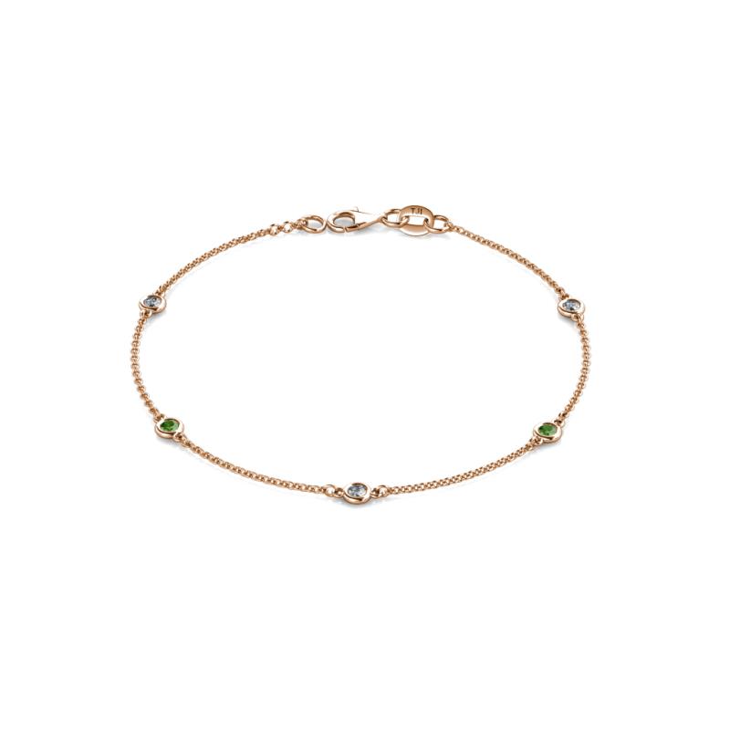 Aizza (5 Stn/2.7mm) Petite Green Garnet and Lab Grown Diamond Station Bracelet 