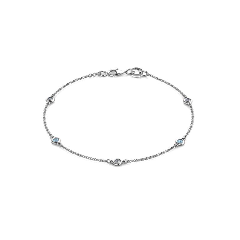 Aizza (5 Stn/2.7mm) Petite Aquamarine and Lab Grown Diamond Station Bracelet 