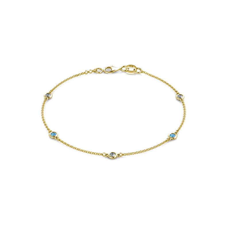 Aizza (5 Stn/2.7mm) Petite Blue Topaz and Lab Grown Diamond Station Bracelet 