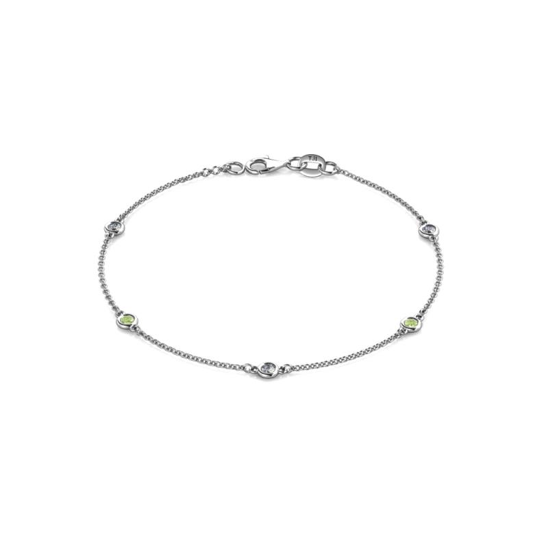 Aizza (5 Stn/2.7mm) Petite Peridot and Lab Grown Diamond Station Bracelet 