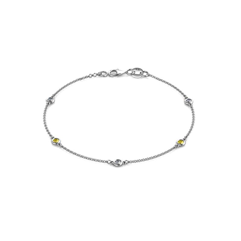 Aizza (5 Stn/2.7mm) Petite Yellow Sapphire and Lab Grown Diamond Station Bracelet 