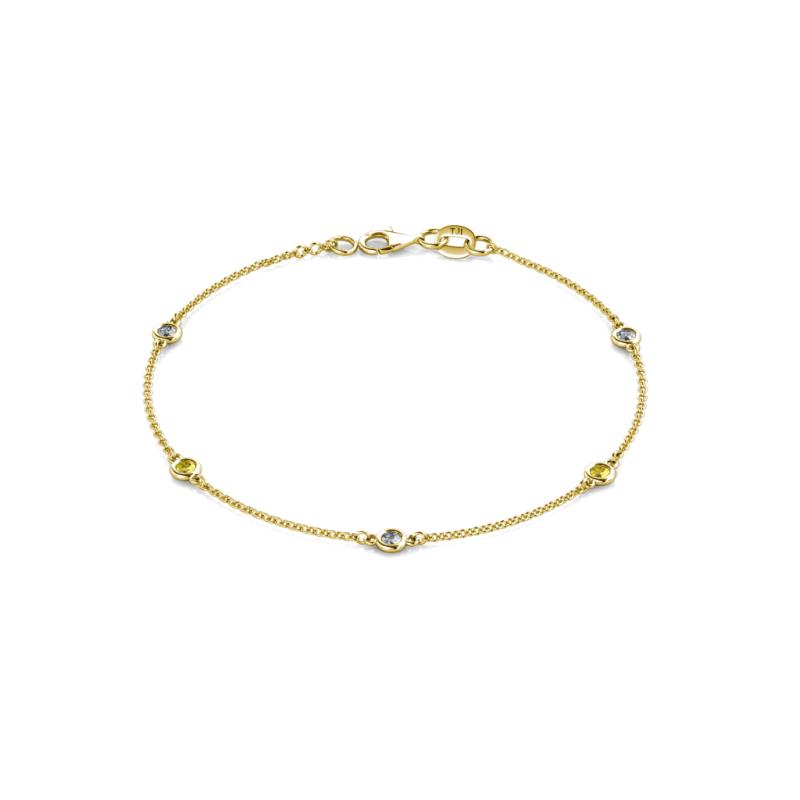 Aizza (5 Stn/2.7mm) Petite Yellow Sapphire and Lab Grown Diamond Station Bracelet 