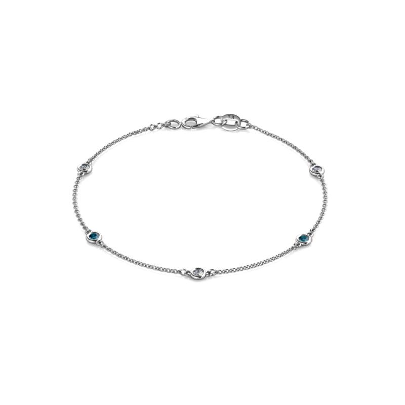 Aizza (5 Stn/2.7mm) Petite Blue Diamond and Lab Grown Diamond Station Bracelet 
