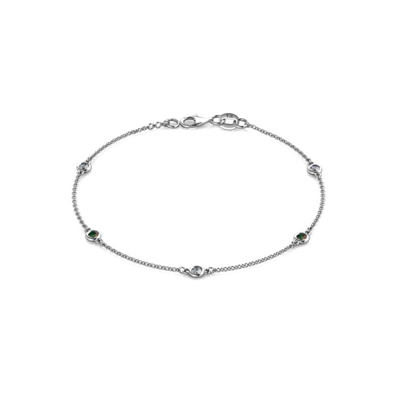 Aizza (5 Stn/2.7mm) Petite Created Alexandrite and Lab Grown Diamond Station Bracelet 