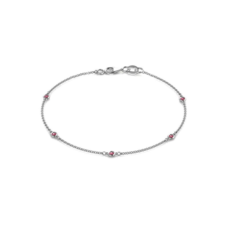 Aizza (5 Stn/2mm) Pink Tourmaline Station Bracelet 