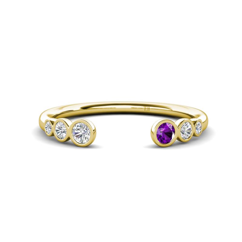 Makena Lab Grown Diamonds and Amethyst Open Wedding Band 