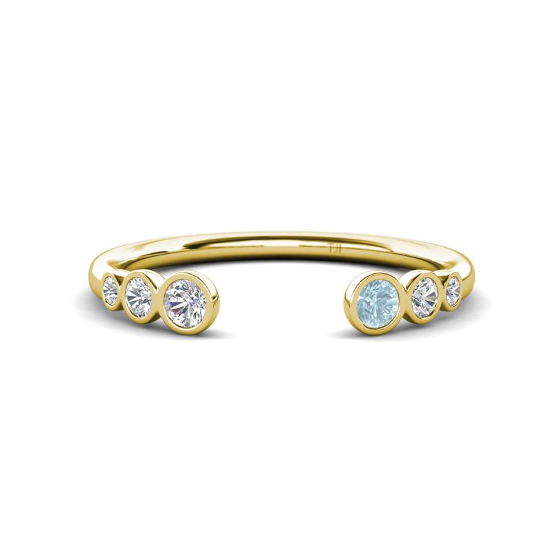 Makena Lab Grown Diamonds and Aquamarine Open Wedding Band 